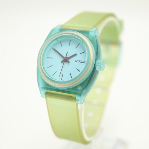 Nixon The Small Time Teller 27mm Watch Yellow Blue Translucent w New Battery - Picture 1 of 14